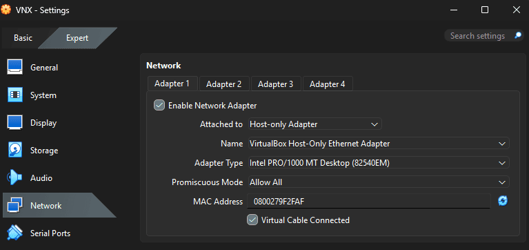 Network Adapter Settings